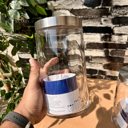 Delisoga® Set of 2 Clear Glass Storage Jars – Airtight Kitchen Containers 1.64 Litre Capacity