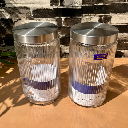 Delisoga® Set of 2 Clear Glass Storage Jars – Airtight Kitchen Containers 1.64 Litre Capacity