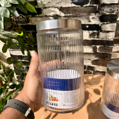Delisoga® Set of 2 Clear Glass Storage Jars – Airtight Kitchen Containers 1.64 Litre Capacity