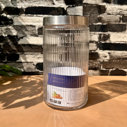 Delisoga® Set of 2 Clear Glass Storage Jars – Airtight Kitchen Containers 1.64 Litre Capacity