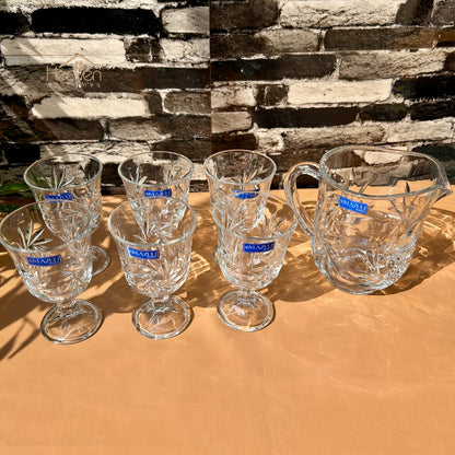 Lazuli® 7-Piece Glass Water Set – 1 Jug & 6 Glasses for Water, Juice & Beverages
