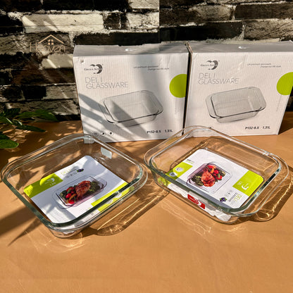 Deli® 2-Piece Clear Glass Dish Set – 1.31 L Multi-Purpose Kitchen & Tableware - P132-8.5