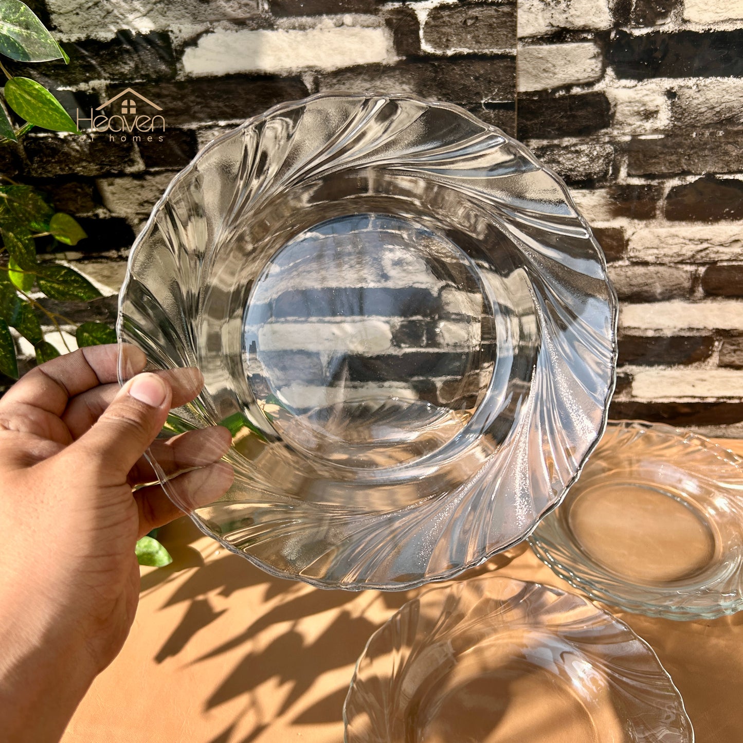 Delisoga® 6-Piece Clear Glass Soup Plate Set – Stylish Tableware for Everyday Use 9 Inches