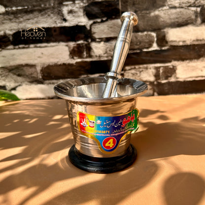 Heaven® Heavy Weight Stainless Steel Imam Dasta Mortar and Pestle – Perfect for Grinding Spices & Herb