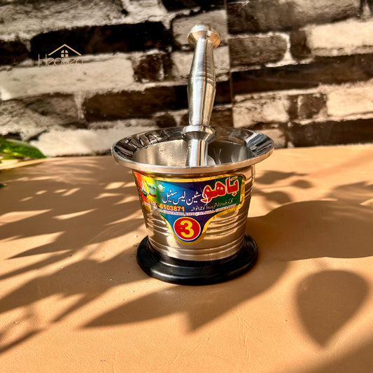 Heaven® Heavy Weight Stainless Steel Imam Dasta Mortar and Pestle – Perfect for Grinding Spices & Herb