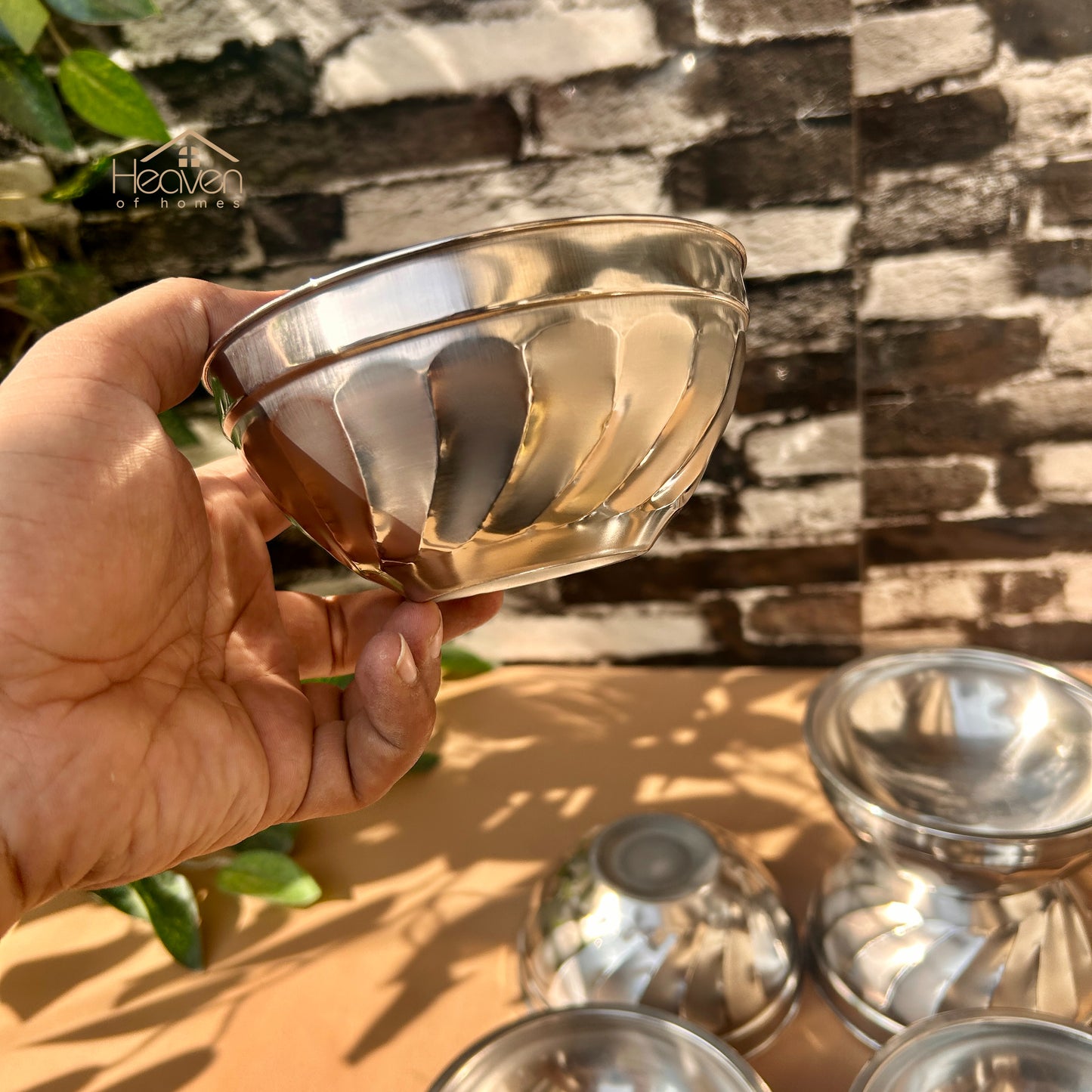 Heaven 6-Piece Stainless Steel Tea Bowl Set – 4.5-Inch Multi-Purpose Double Base Bowls