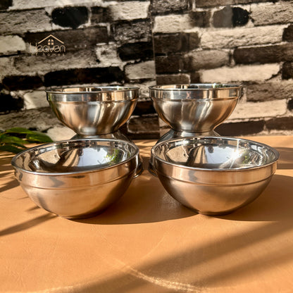 Heaven® Set of 6 Stainless Steel Soup Bowls – 5-Inch Durable Bowls with Double Body