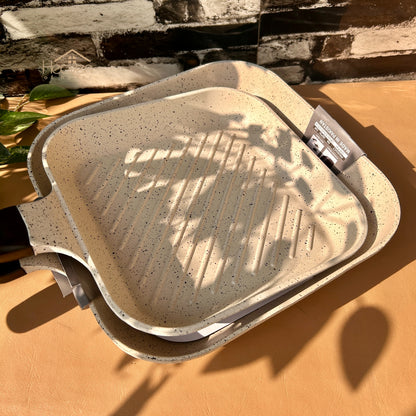 Heaven® Premium Silver Steel Grill Pan with Die-Cast Coating – Perfect for Steaks & Vegetables