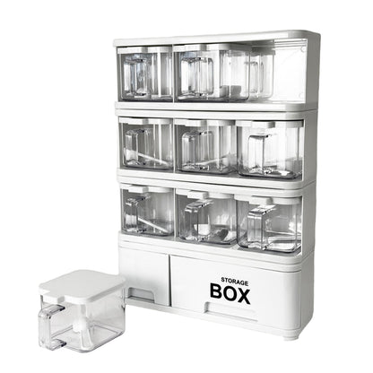 9-in-1 Spice Rack Organizer with Storage Boxes – Compact Kitchen Countertop Spice Holder