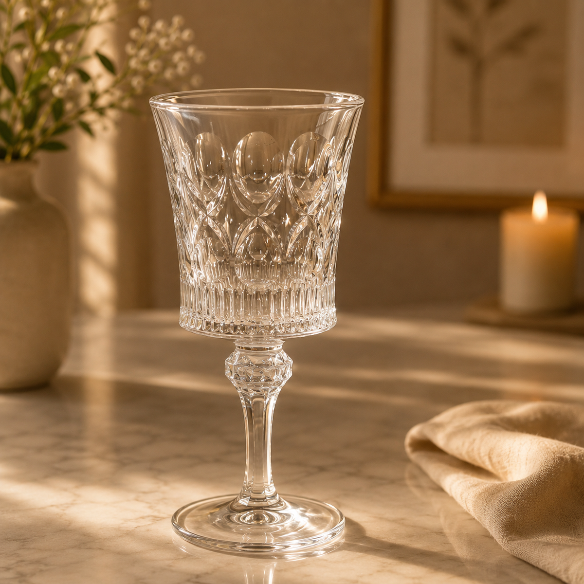 Deli® Set of 6 Stemmed Drinking Glasses – 280ml Premium Water, Juice & Mocktail Glasses
