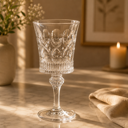 Deli® Set of 6 Stemmed Drinking Glasses – 280ml Premium Water, Juice & Mocktail Glasses