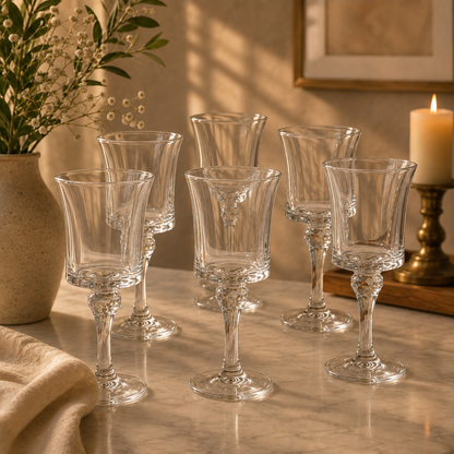 Deli® Set of 6 Stemmed Drinking Glasses – 280ml Premium Water, Juice & Mocktail Glasses