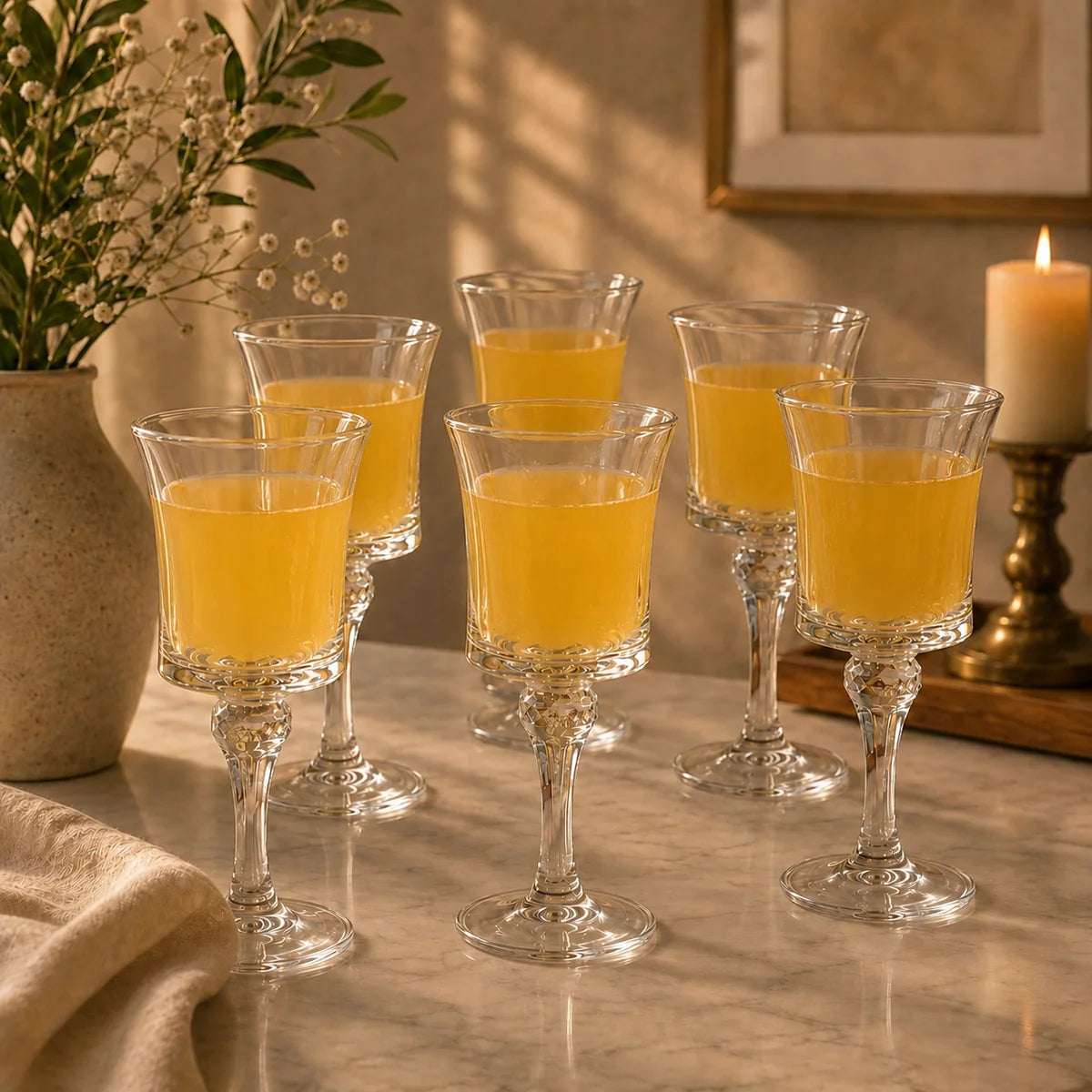 Deli® Set of 6 Stemmed Drinking Glasses – 280ml Premium Water, Juice & Mocktail Glasses