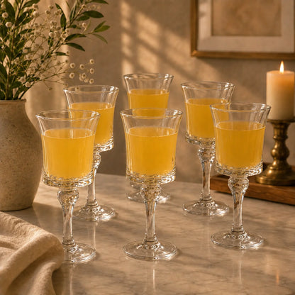 Deli® Set of 6 Stemmed Drinking Glasses – 280ml Premium Water, Juice & Mocktail Glasses