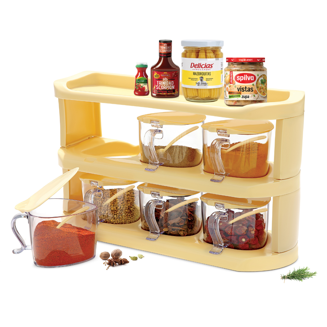 3-Tier Spice Rack Organizer – 6-Jar Compact Countertop & Cabinet Storage Shelf