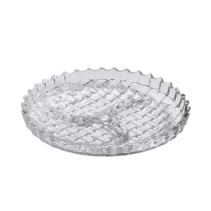 Delisoga® Glass Dry Fruit Dish Candy Tray with Partitions Clear Glass 9 inches - Heaven of homes