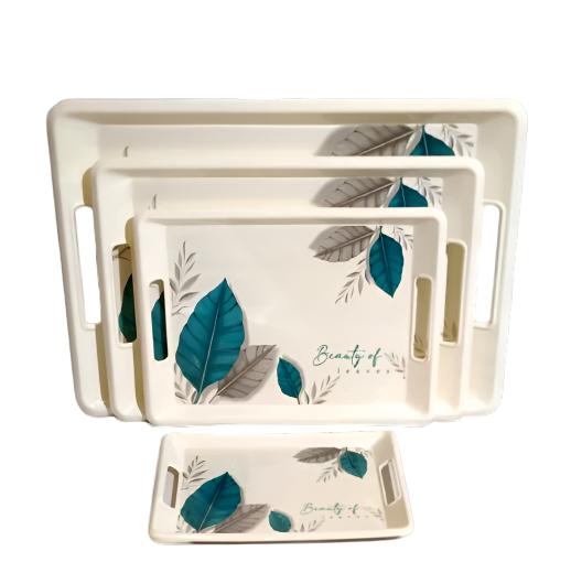 Heaven Set of 4 Melamine Tray Set Beautiful Print Serving Trays - Heaven of homes