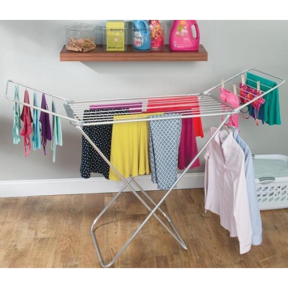 Heavy-Duty Rust-Proof Folding Cloth Drying Stand with Thick Rods – Sturdy Clothes Hanging Rack - Heaven of homes