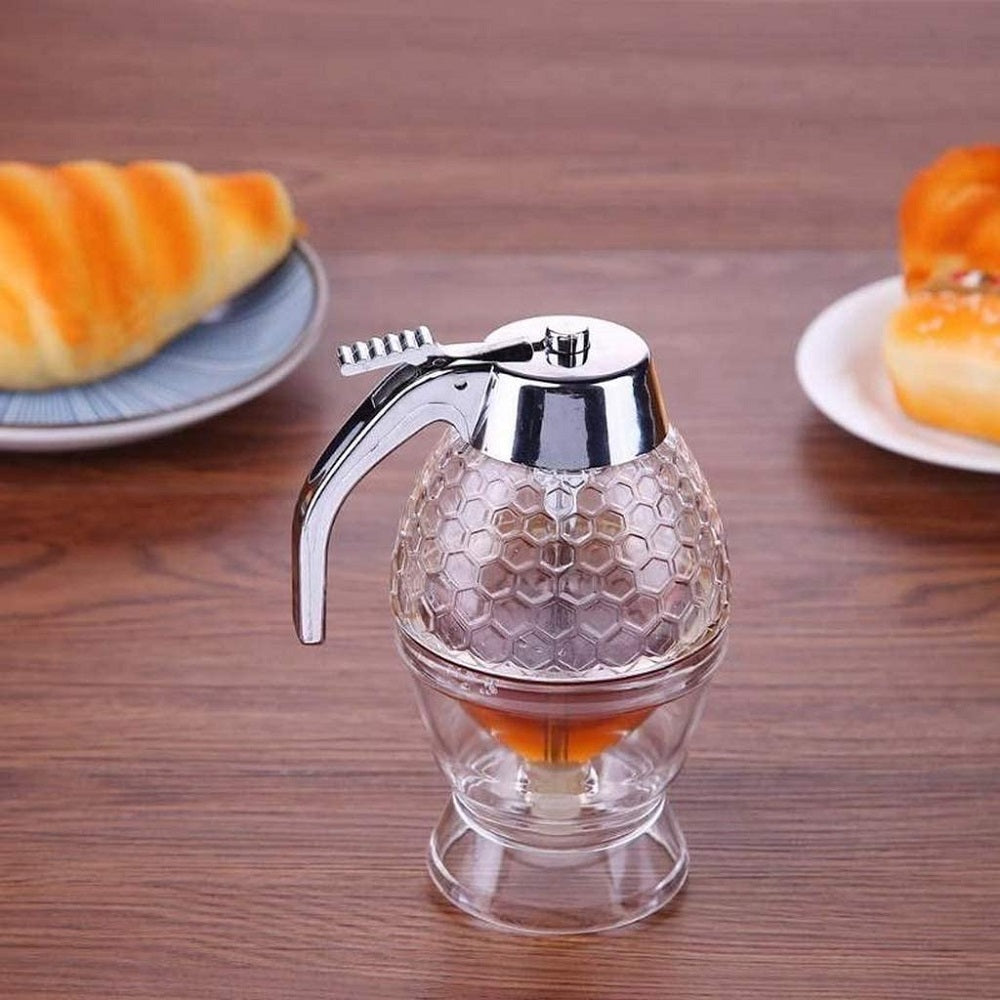 Honey Dispenser with Stand Honey Container, Syrup and Sugar Jar Pot, No Drip Honey Dispenser with Large Capacity - Heaven of homes