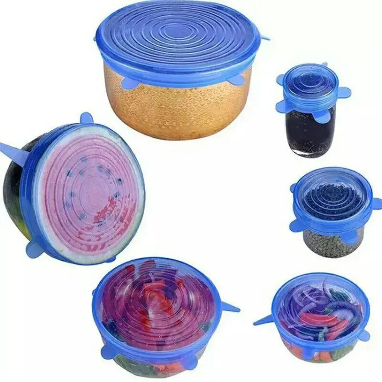 6 Pcs Kitchen Reusable Silicone Stretch Seal Lid Preservation Vacuum Food Storage Bowl Cover - Heaven of homes