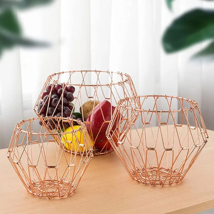 Multipurpose Stainless Steel Folding Fruit and Vegetable Basket for Kitchen, Dining Table - Transformable in 7 Shapes - Heaven of homes