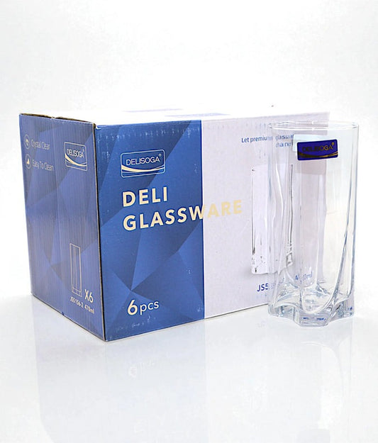 Delisoga® 6-Peice 470 ml Glass Tumblers – Transparent Glasses for Daily Use - JS5156-2