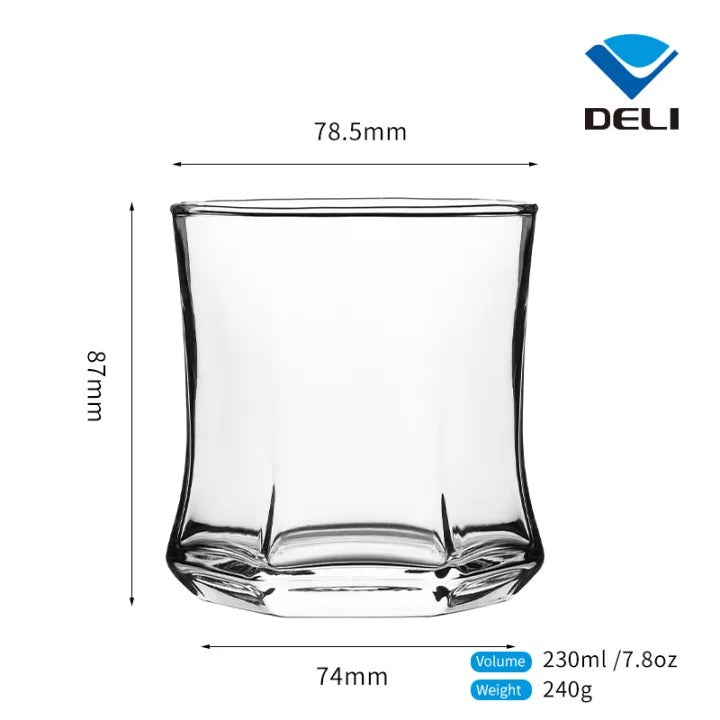 Delisoga® Water Glasses Clear Glass Set Of 6 230 ML Dessert Glass - Heaven of homes