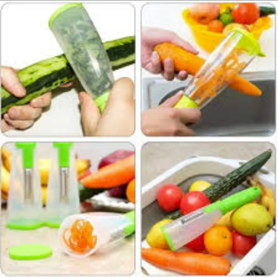 Stainless Steel Vegetable Peeler with Convenient Storage Tube - Ideal for Peeling Potatoes, Carrots, Apples, and Beyond - Heaven of homes