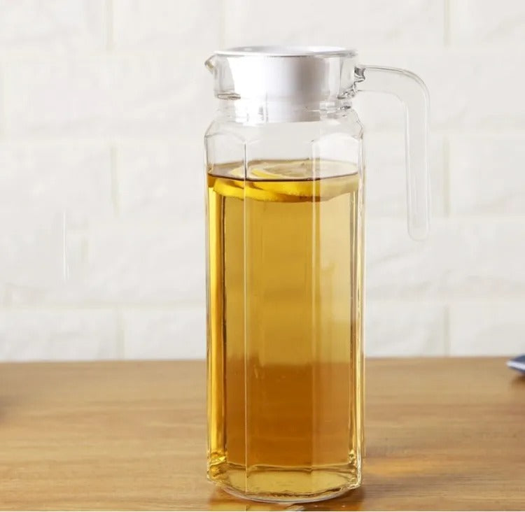 Delisoga® 1.2-Litre Clear Glass Oil Jug with Lid - Durable & Stylish Storage Solution - Heaven of homes