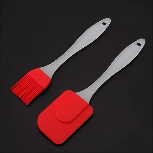 Pack of 2 - Spatula & BBQ Oil Brush - Silicone Acrylic Transparent Spatula - Silicone Acrylic Transparent Brush - Regular Size - Heaven of homes