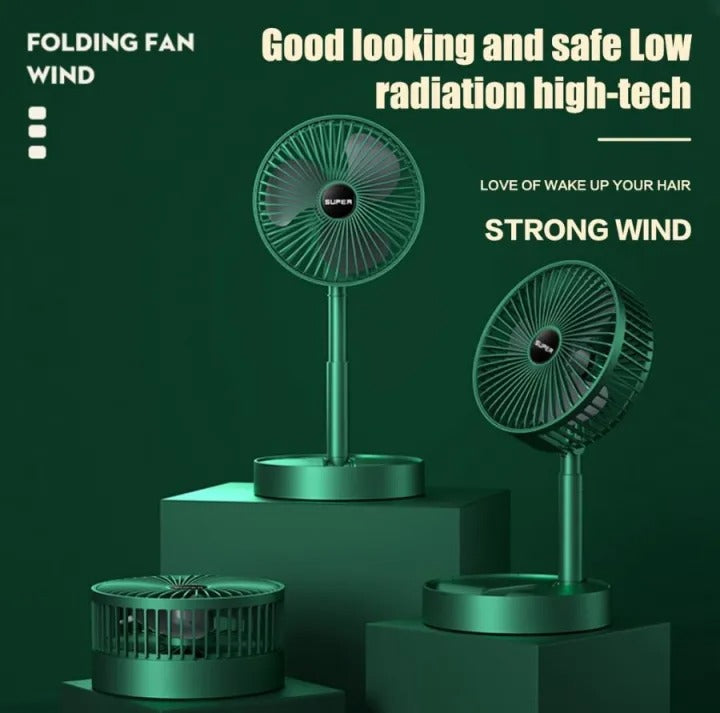 Desk Rechargeable fan portable USB charging mini 3-Speed Retractable Foldable Silent Electric Fan With phone stand Fast cooling down Strong Wind Electric Fan Household Outdoor Travel Student  - Heaven of homes