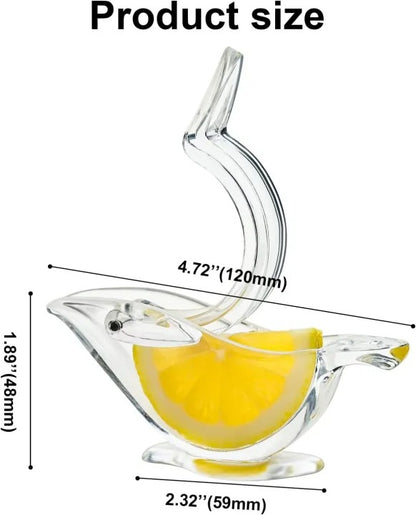 Bird Shaped Manual Lemon Squeezer – Acrylic Hand Press Citrus Juicer, Ergonomic Portable Fruit Juice Gadget for Kitchen | Convenient Lemon Slice & Wedge Squeezer