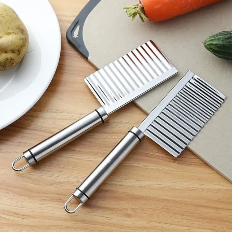 Crinkle Fries Cutter Knife with Handle Potato Slicer – Stainless Steel – Multifunctional Knife Wavy Edged Potato cutter – Wavy Chopper – Wavy Potato Slicer – Vegetable & Fruit Wavy knife - Heaven of homes