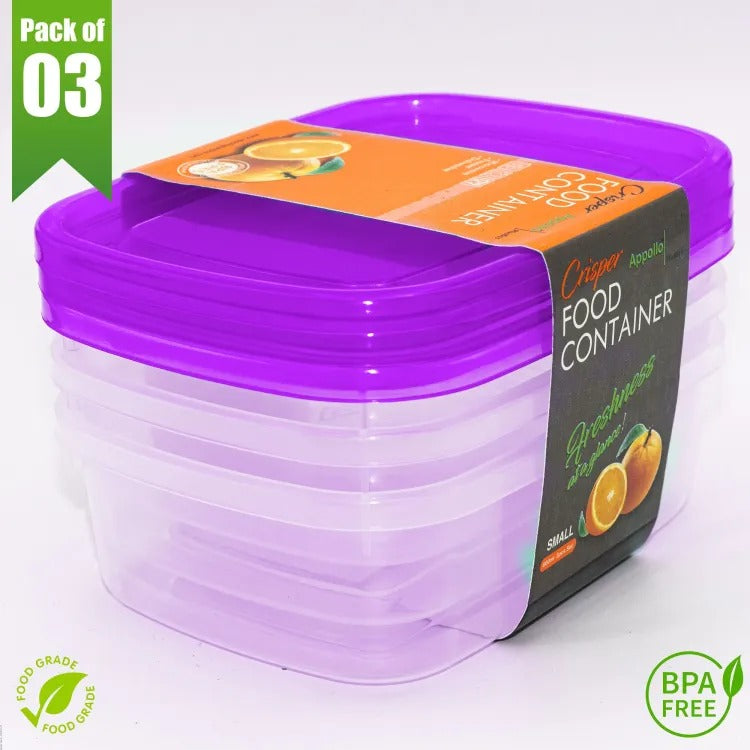 Pack of 3 1000ml Plastic Food Storage Containers, Premium Quality Food Container Box - Heaven of homes