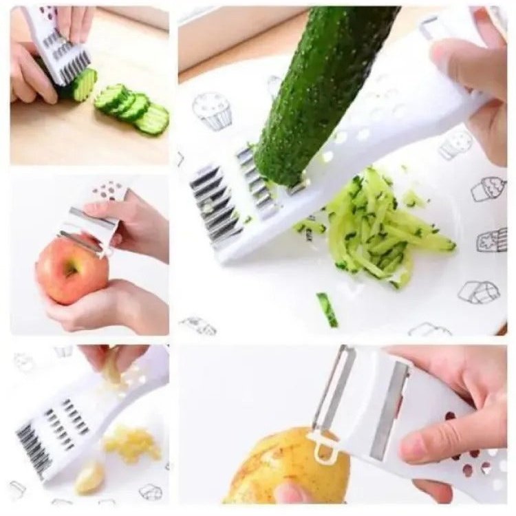 5 In 1 Cucumber Carrot Potato Slicer Peeler Grater Fruit Vegetable Cutter Multipurpose Julienne Stainless Steel - Heaven of homes