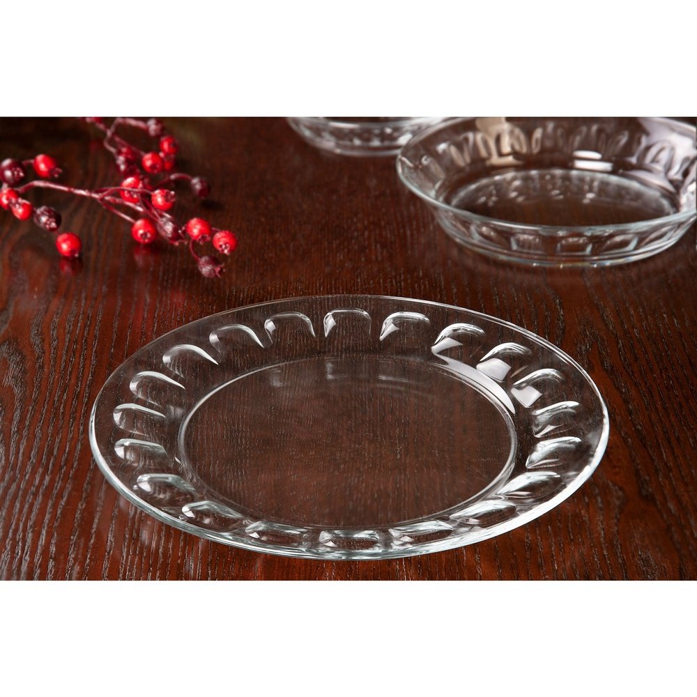 Royal Set of 18 Rice, Soup & Quarter Plates Clear Glass Dinner Plates 18 Pcs - Heaven of homes