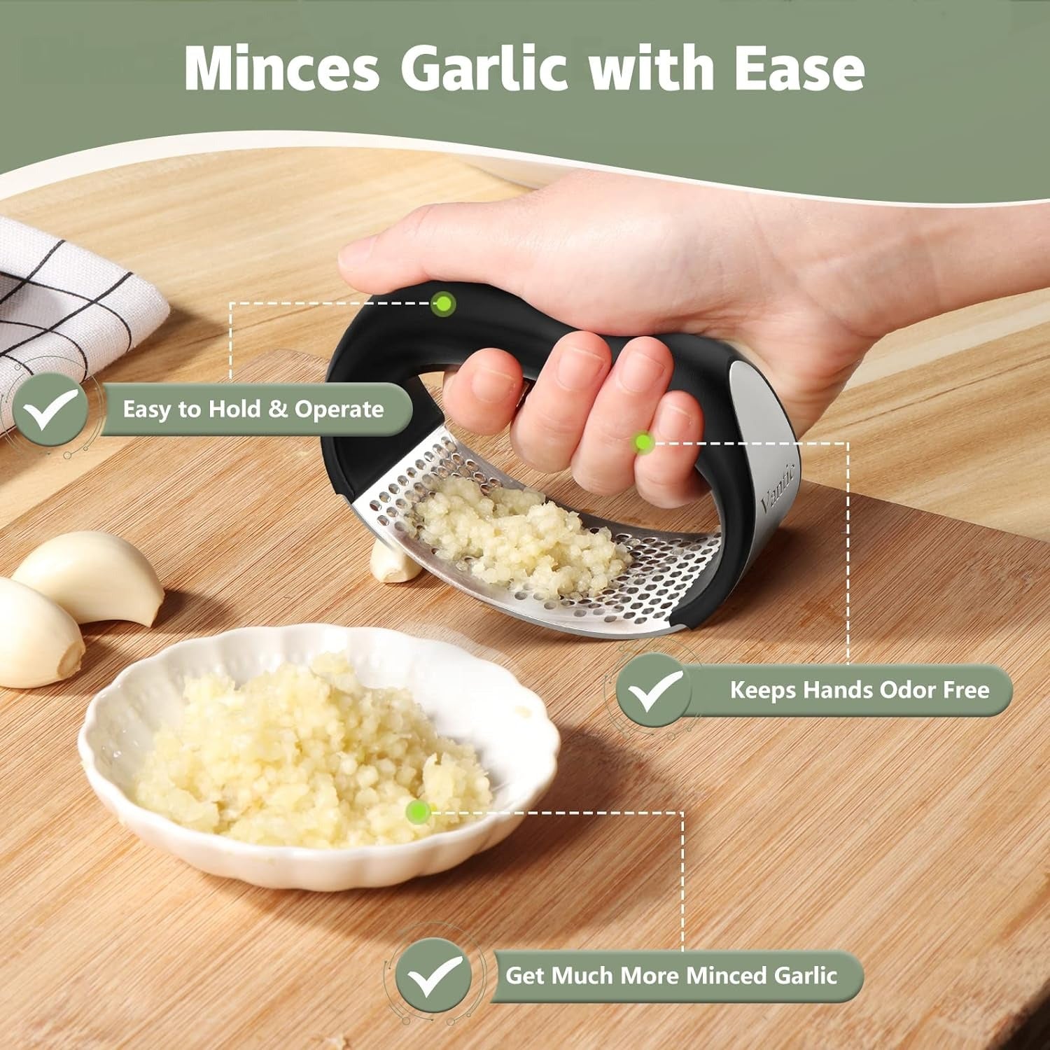 Garlic Press Manual Garlic Masher Hand Garlic Chopper - Heaven of homes