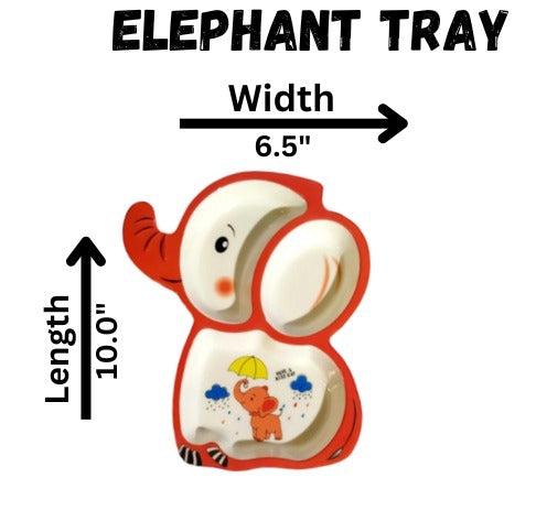 Set of 2 Heaven Melamine Elephant-Shaped Kids Partition Dish – Multi-Color, 10" x 6.5" | Durable & Fun for Mealtime - Heaven of homes