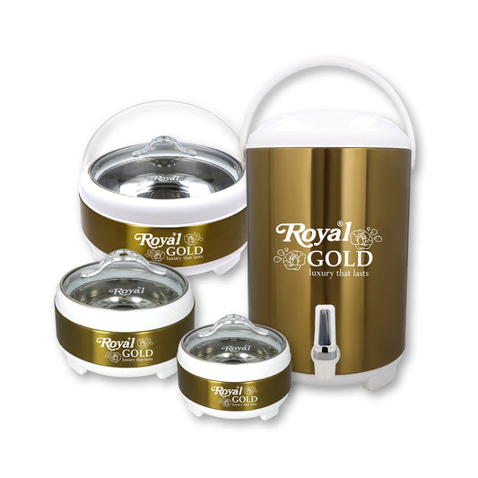 Heaven® Luxury Gold 4-Piece Gift Set – Elegant Present for Any Occasion 3 Hotpots Small Medium and Large and Cooler