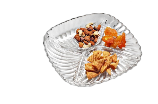 Glass Dry Fruit & Candy Tray with Partitions Square 9 Inch - Heaven of homes