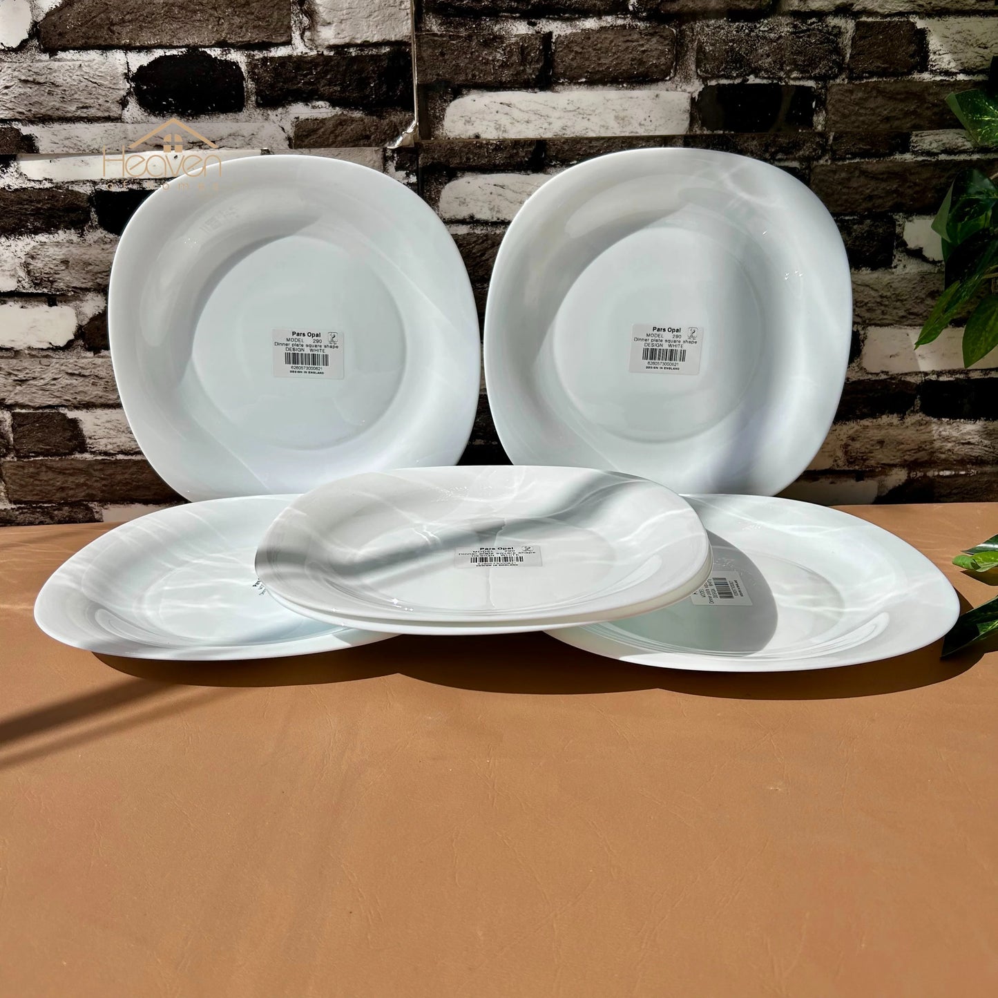 Opal® Set of 18 Pieces Marble Plate Set White– Stain-Proof and Microwave Safe Dinner Set Imported Square