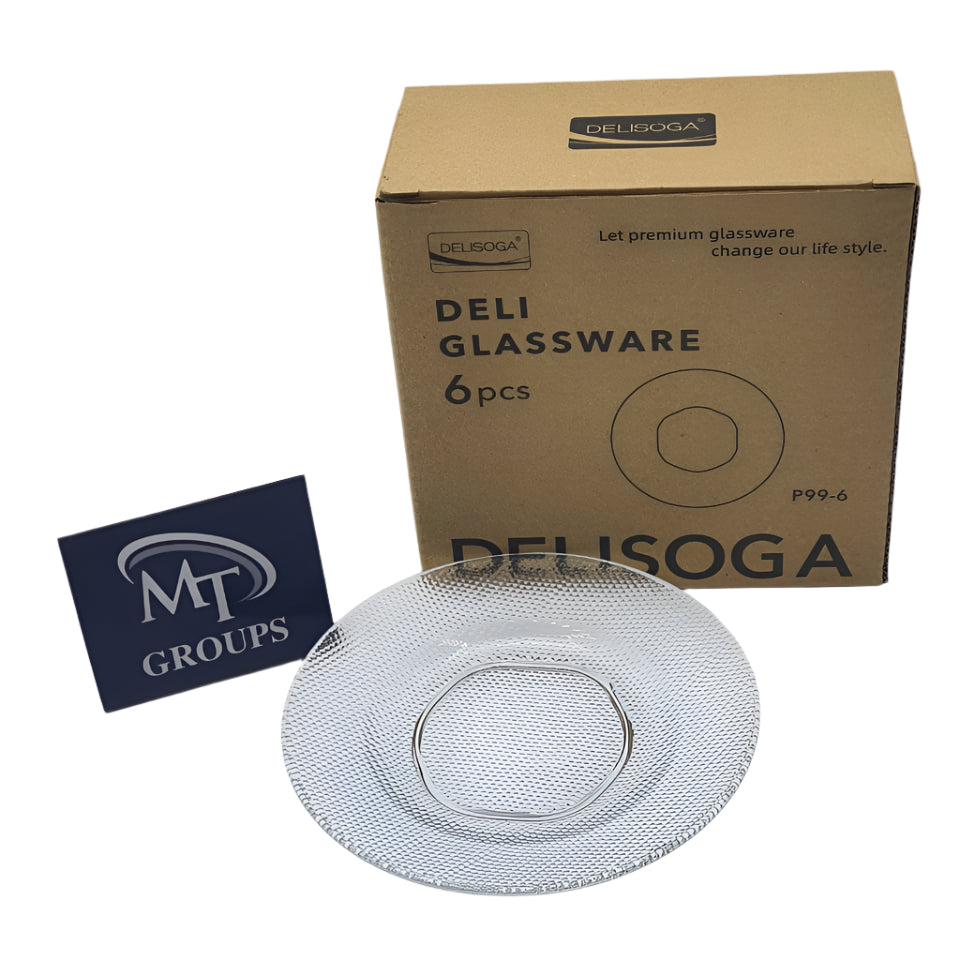 Delisoga® Set of 6 Clear Glass Dessert Plates – 6-Inch Transparent Quarter Plates for Cakes, Biscuits & Snacks - Heaven of homes - Sale Pakistan