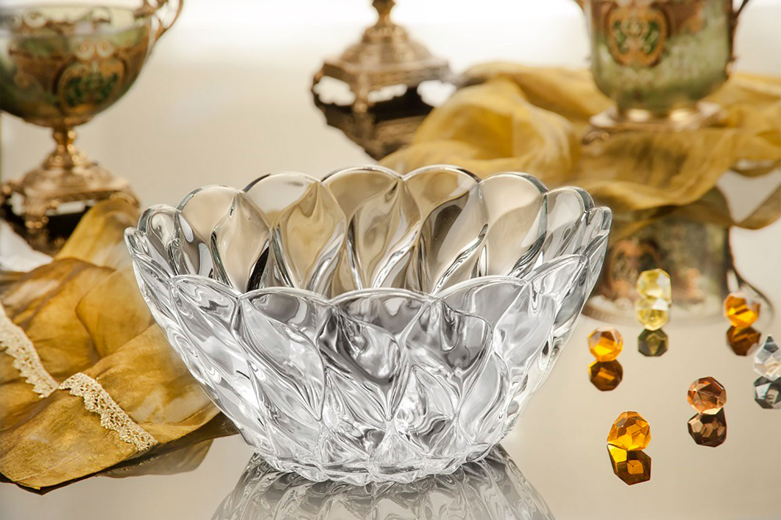 Royal Glass Serving Bowl Center Table Deep Bowl 10 Inches - Heaven of homes