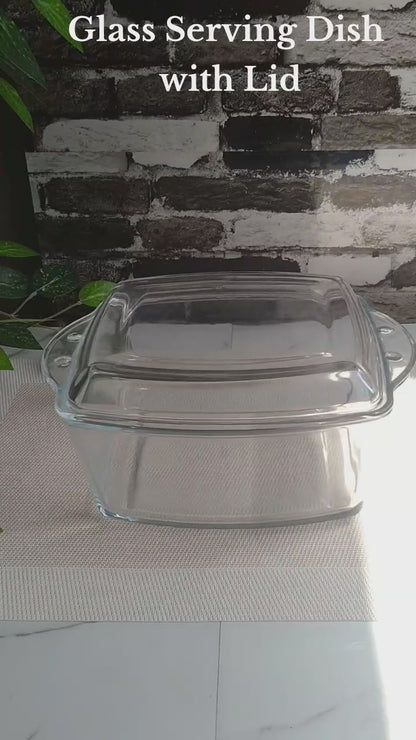 Square Casserole with Glass Lid Baking Dish with Lid Glass Bowl 8 inches and 10 inches